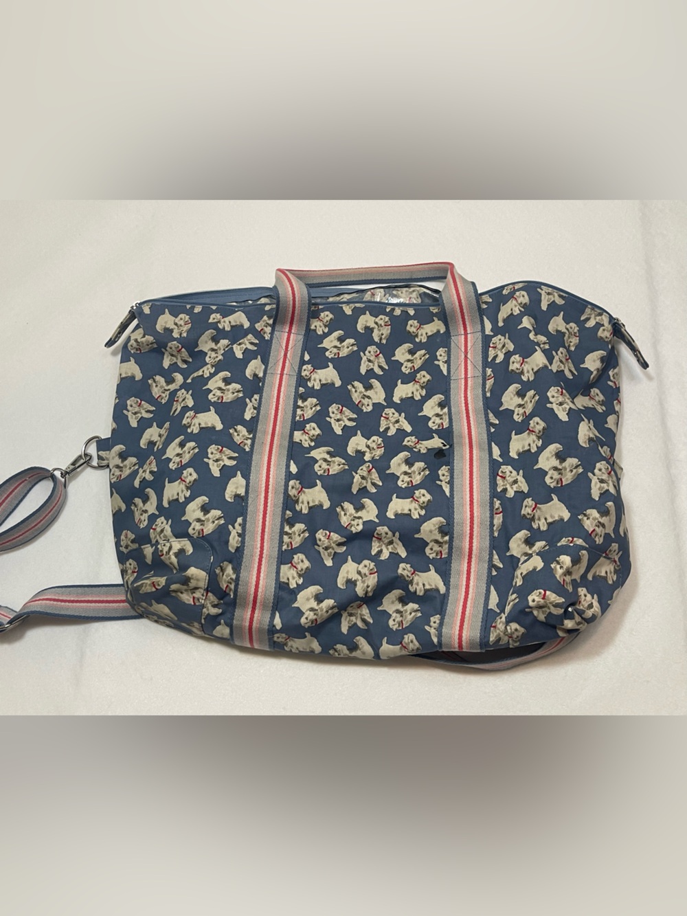 Cath Kidston Westie Dog Print Overnight Weekender Duffel Bag Blue - Picture 7 of 8
